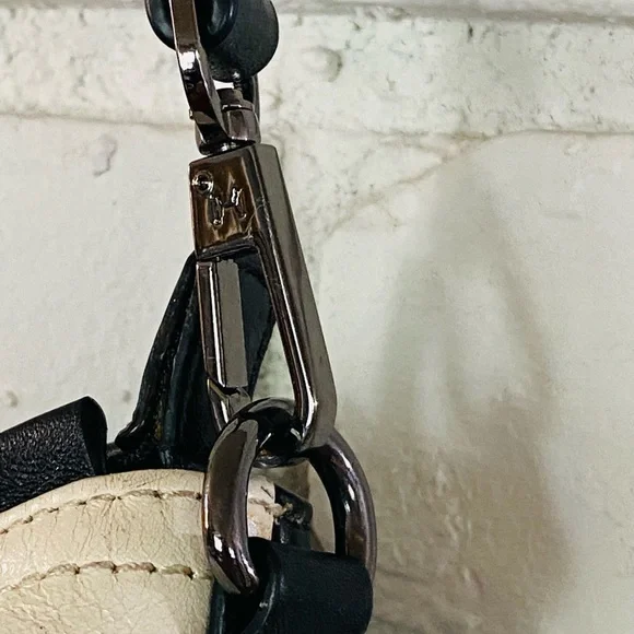 - Halston Heritage Black /gray White Satchel Handbag - Picture 5 of 10